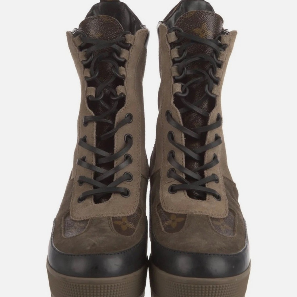 Louis Vuitton Taupe and Black Boots